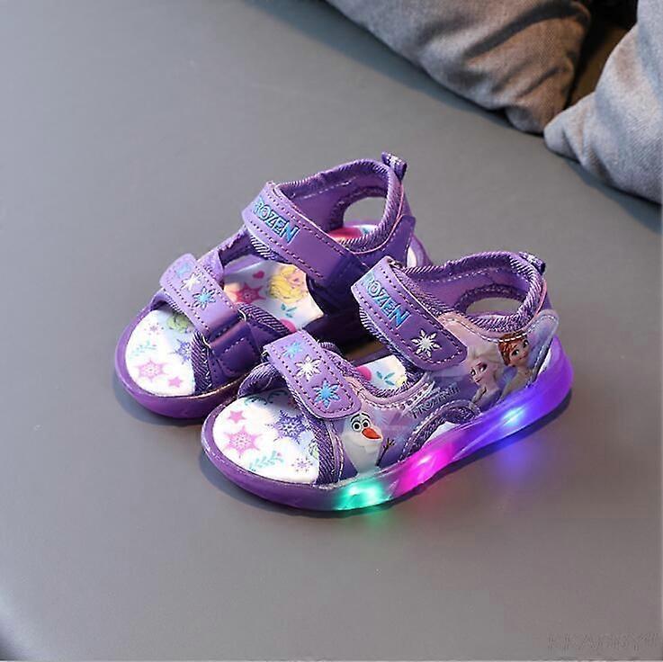 Children Sandals Girl Princess Sandal Frozen Elsa Summer Breathable Luminous Kids Girls Sports Sandals Shoes