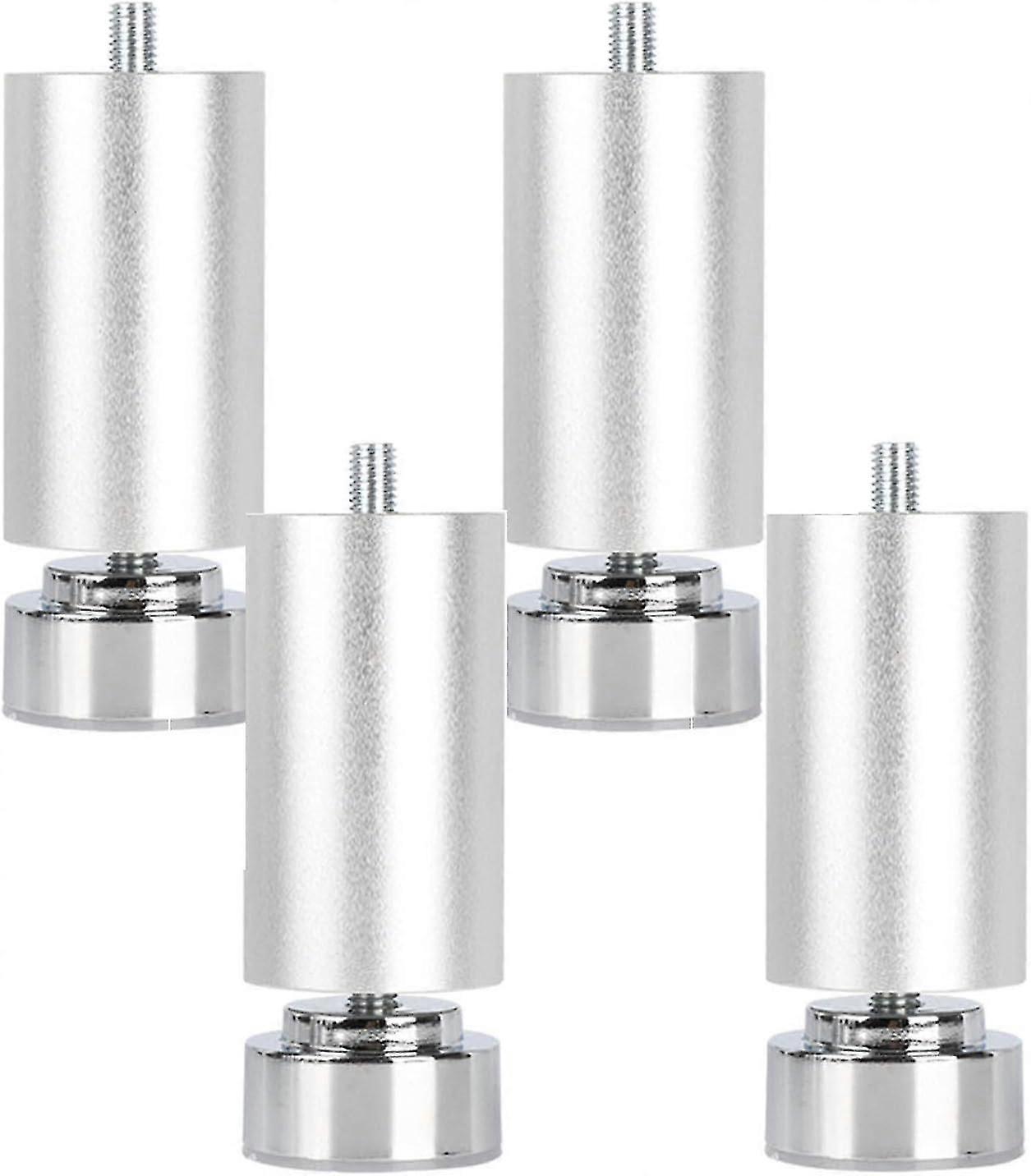 Zestaw 4 regulowanych nóg meblowych, nóg sof ze stopu aluminium, okrągłych metalowych nóżek kuchennych, do szafek RTV, łóżek, stolików kawowych (srebrny 8 cm)