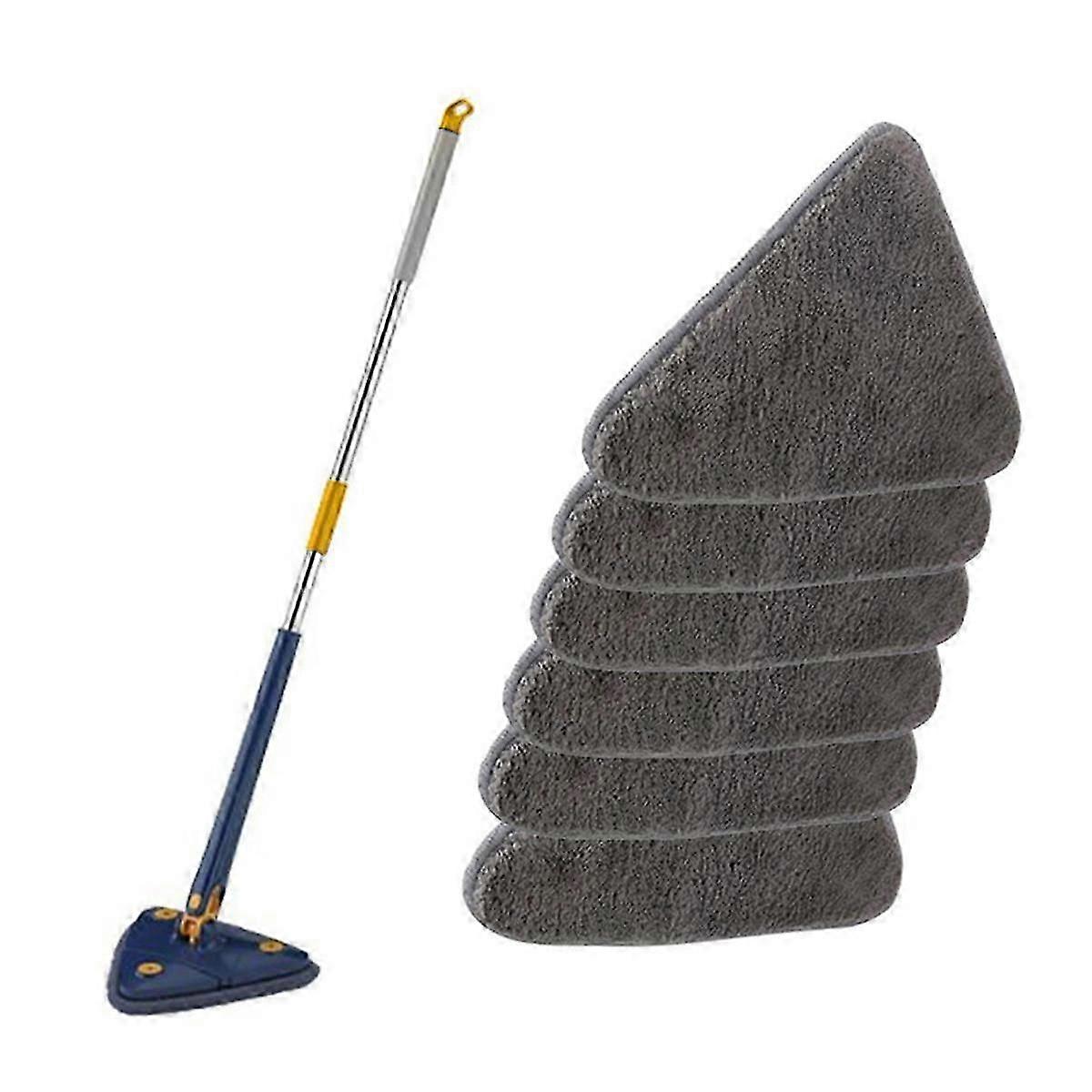 360 Rotating Adjustable Cleaning Mop, Triangle Cleaning Mop with Automatic Water Squeeze Function