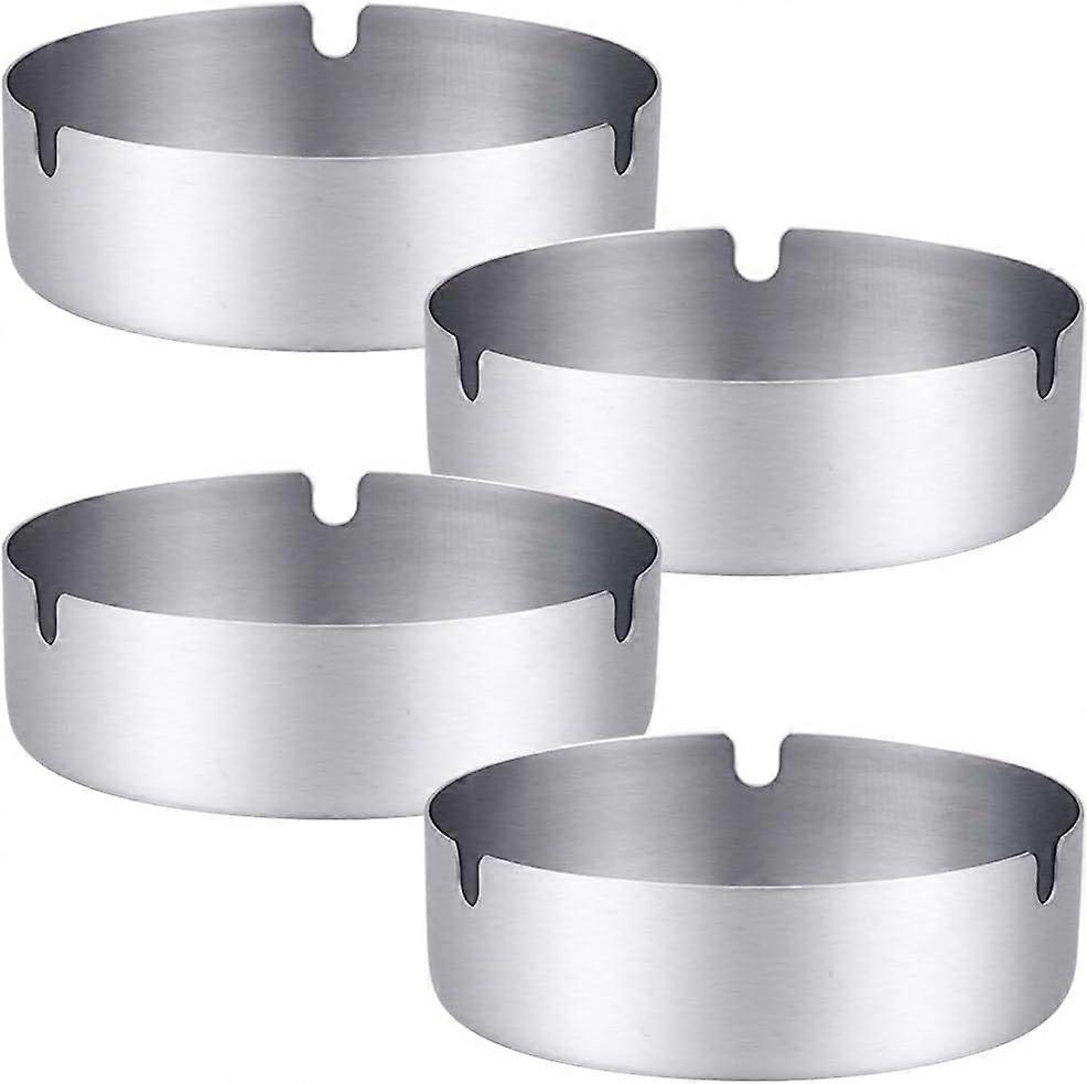 Round Ashtray Set in Stainless Steel, Durable and Elegant Ashtray for Hotel and Restaurant Use, Easy to Clean and Maintain