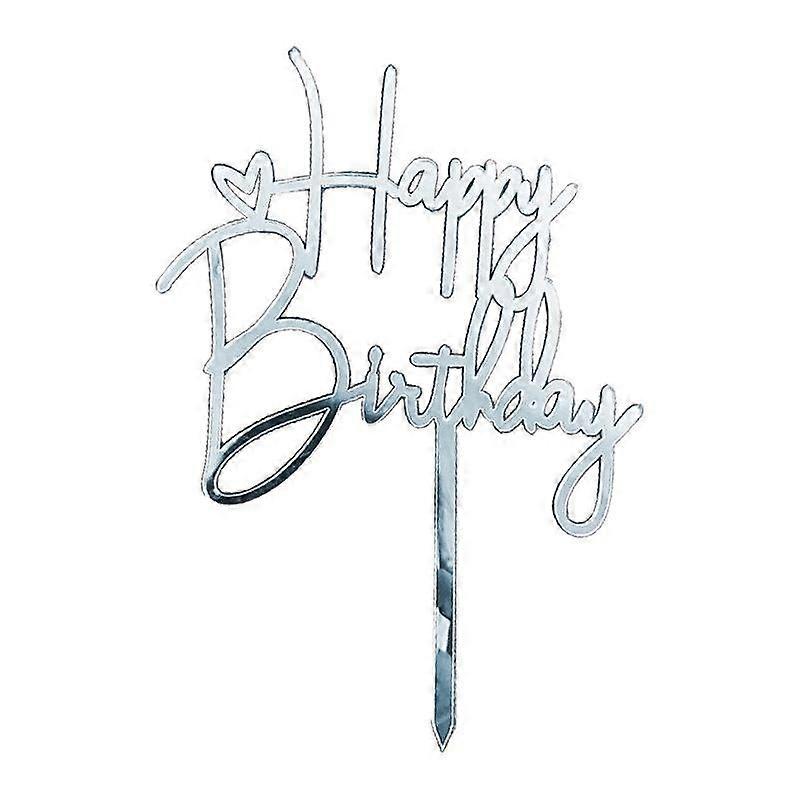 Happy Birthday Cake Topper (zilver)