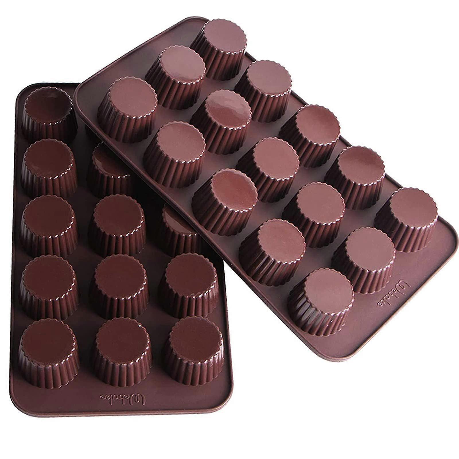 Silicone Chocolate Candy Molds for Peanut Butter Cups, Jello, Keto Fat Bombs, Cordials, Pack of 2