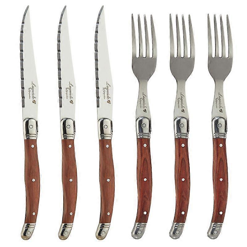 Wooden handle tableware set stainless steel Western tableware solid wood handle steak knife and fork meal knife spoon Fork.