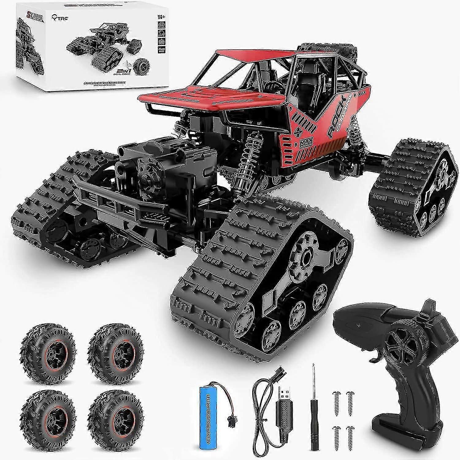 2 In 1 Rcカーリモートコントロールカー1:14スケール25 mph 4 km / h高速4WDオフロードRcトラック大人と互換性あり、男の子と子供、2.4GHz全地形Tに対応