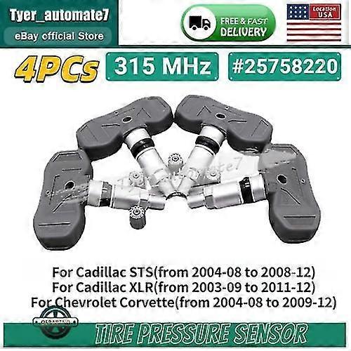 4x 25758220 Tire Pressure Sensor 315mhz Tpms For 2005-2009 Corvette C5 C6 7.0