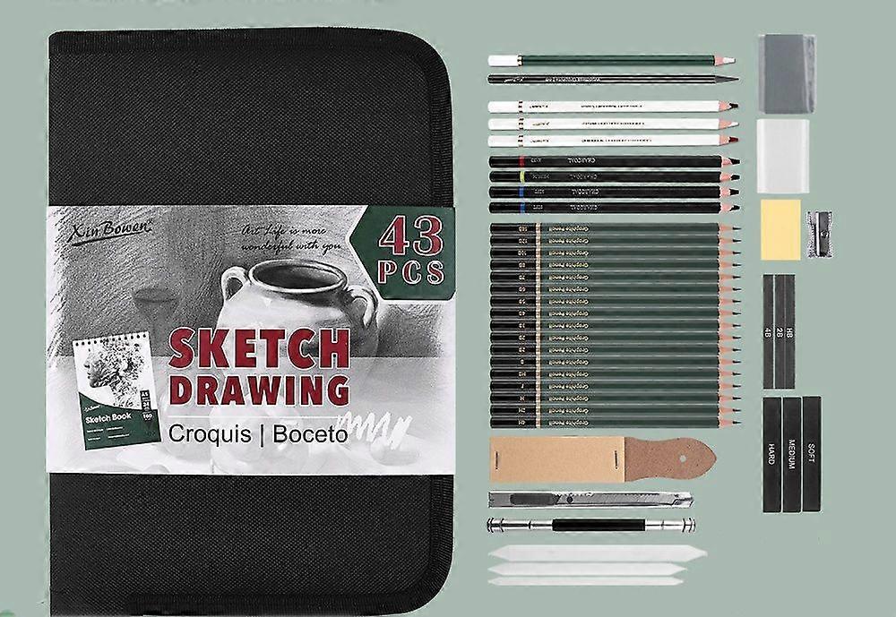 43-piece drawing set Graphite and charcoal pencil, eraser