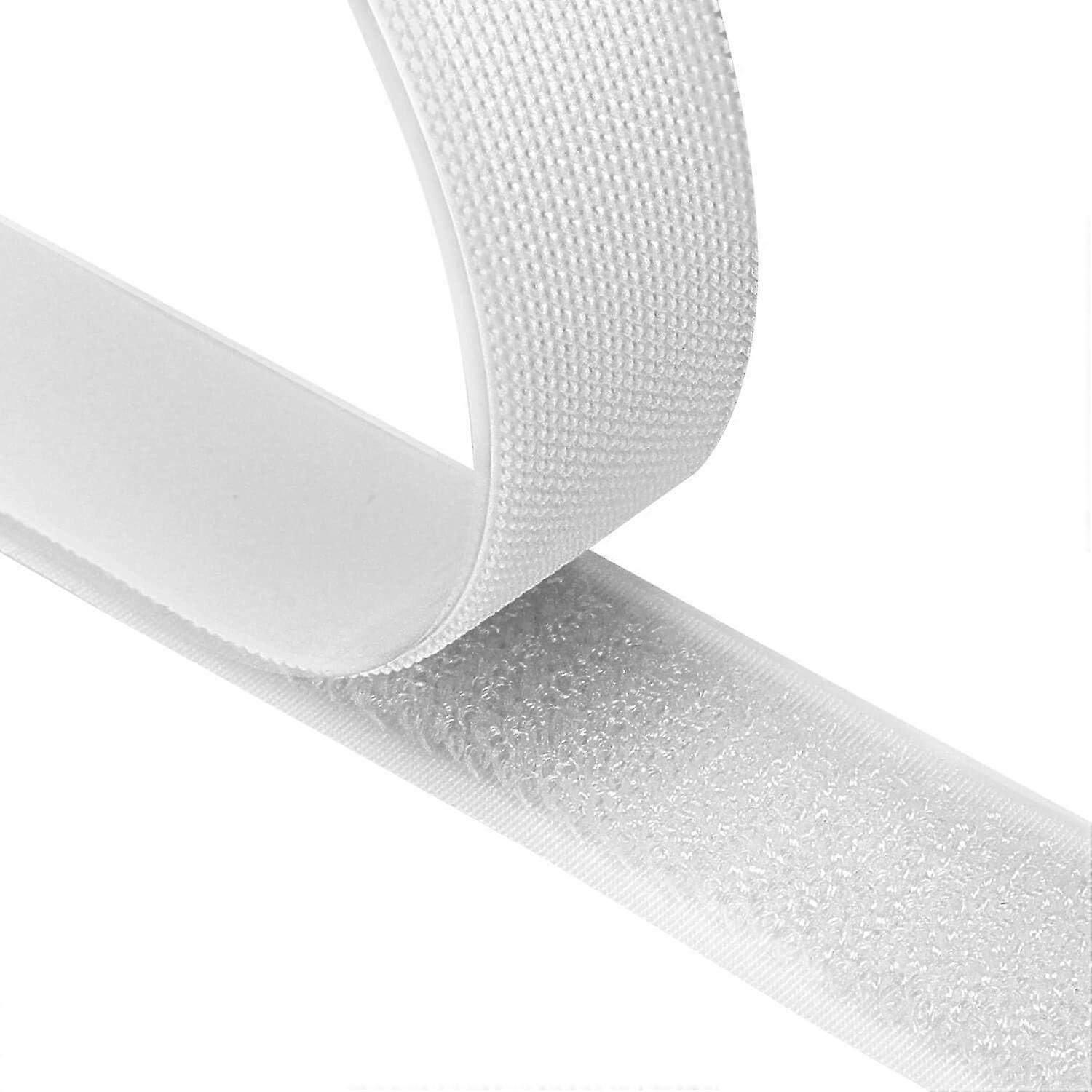 Industrial Strength Self Adhesive Fastener, 8M White Pure Nylon Strip for Strong Clamping Force, Smooth Surface Attachment, Reusable, No Marks Left