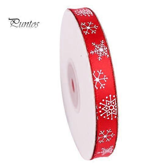 22m Christmas Ribbon White Snowflake Bright Color Thicker Slim DIY Gift Packing Reusable Bowknot Making Xmas Tree Ribbon Roll