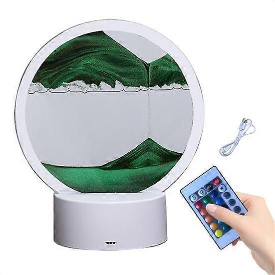 Colorful Dimmable 3D Sand Painting Table Lamp with Remote Control USB Flowing Quicksand Painting Decorative Ambient Lamp Desktop Ornament for