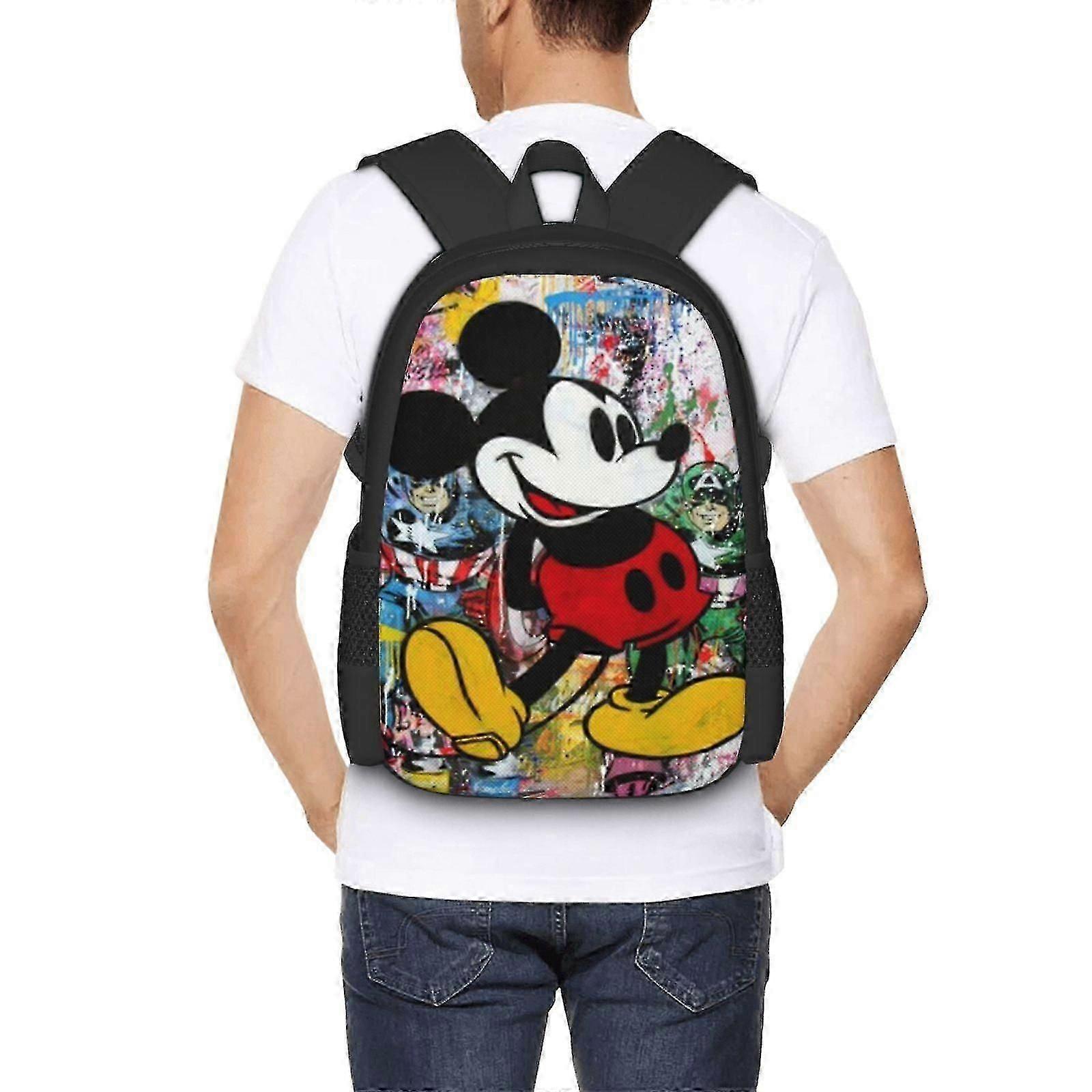 j1496 Mickey Mouse Backpack Large Capacity Laptop Bag Lightweight Adjustable Straps Casual Large Capacity ppo1496
