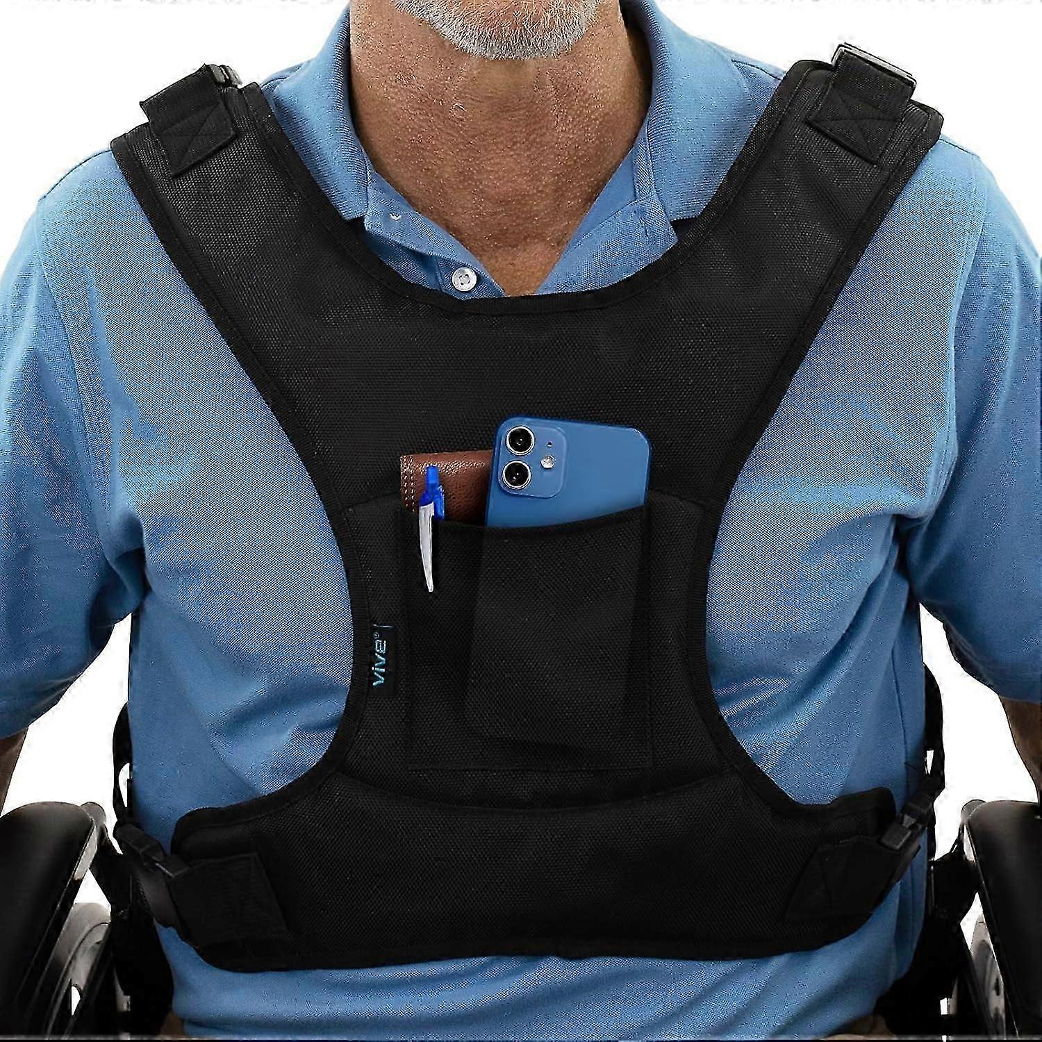 רתמת כיסא גלגלים למבוגרים - חגורת בטיחות לכיסא גלגלים - חגורת בטיחות לקשישים - ריסון אפוד תמיכה בפלג גוף עליון - רתמת גוף חגורת בטיחות לכיסא גלגלים ל D