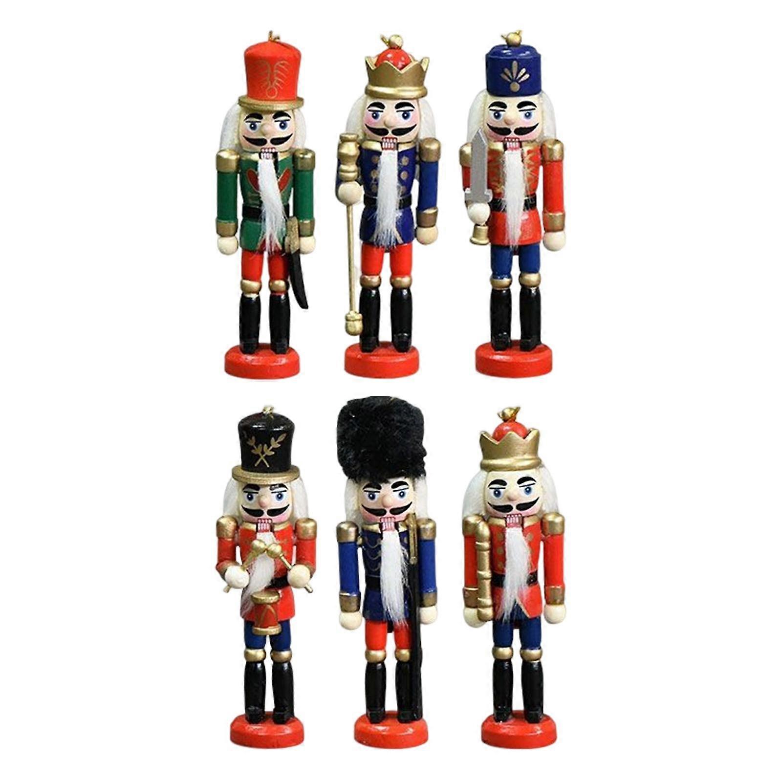 6 Pieces Nutcracker Puppet Nutcracker Miniatures Traditional Ornaments Gift