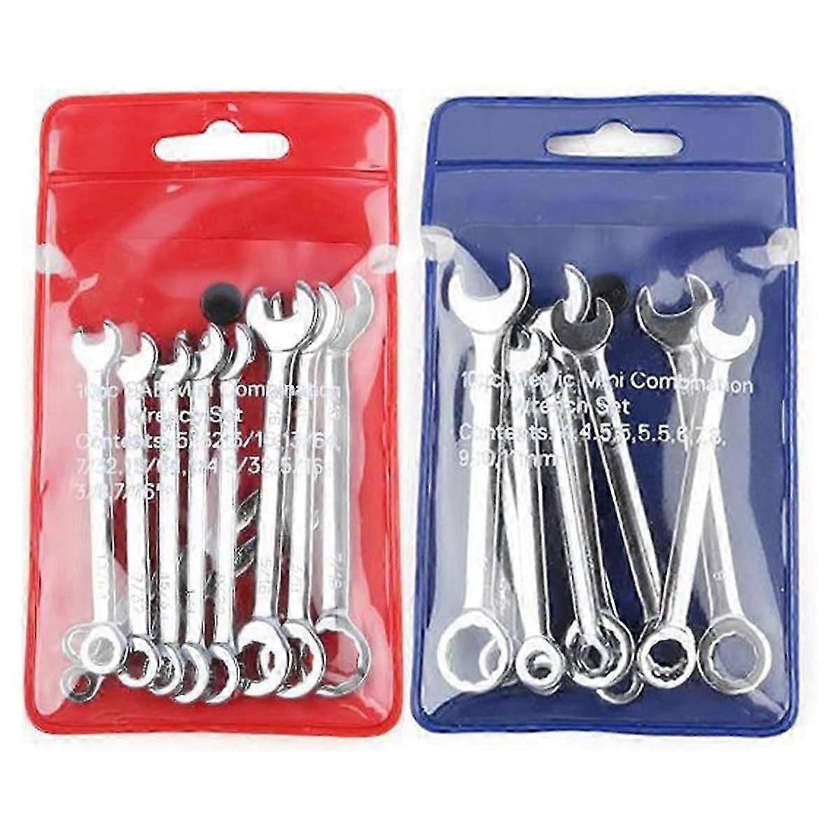 20 Pcs Mini Metric SAE Combination Open End Ratchet Wrench Set, Thin Multifunctional