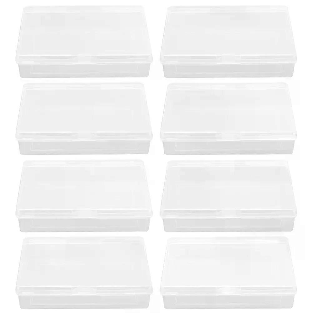 8 Pcs Transparent Plastic Storage Box For Cards Case With Lid Small Clear Rectangular Container Poker Cards Storage Boxes
