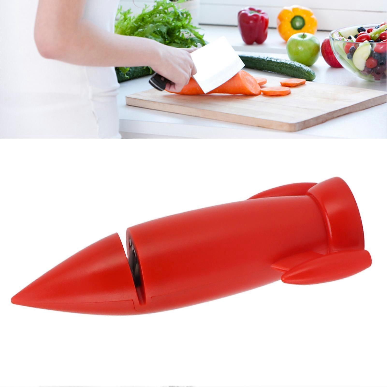 Knife Sharpener Creative Ceramic Handheld Manual Knife Sharpener for Kitchen Knives Scissor Red