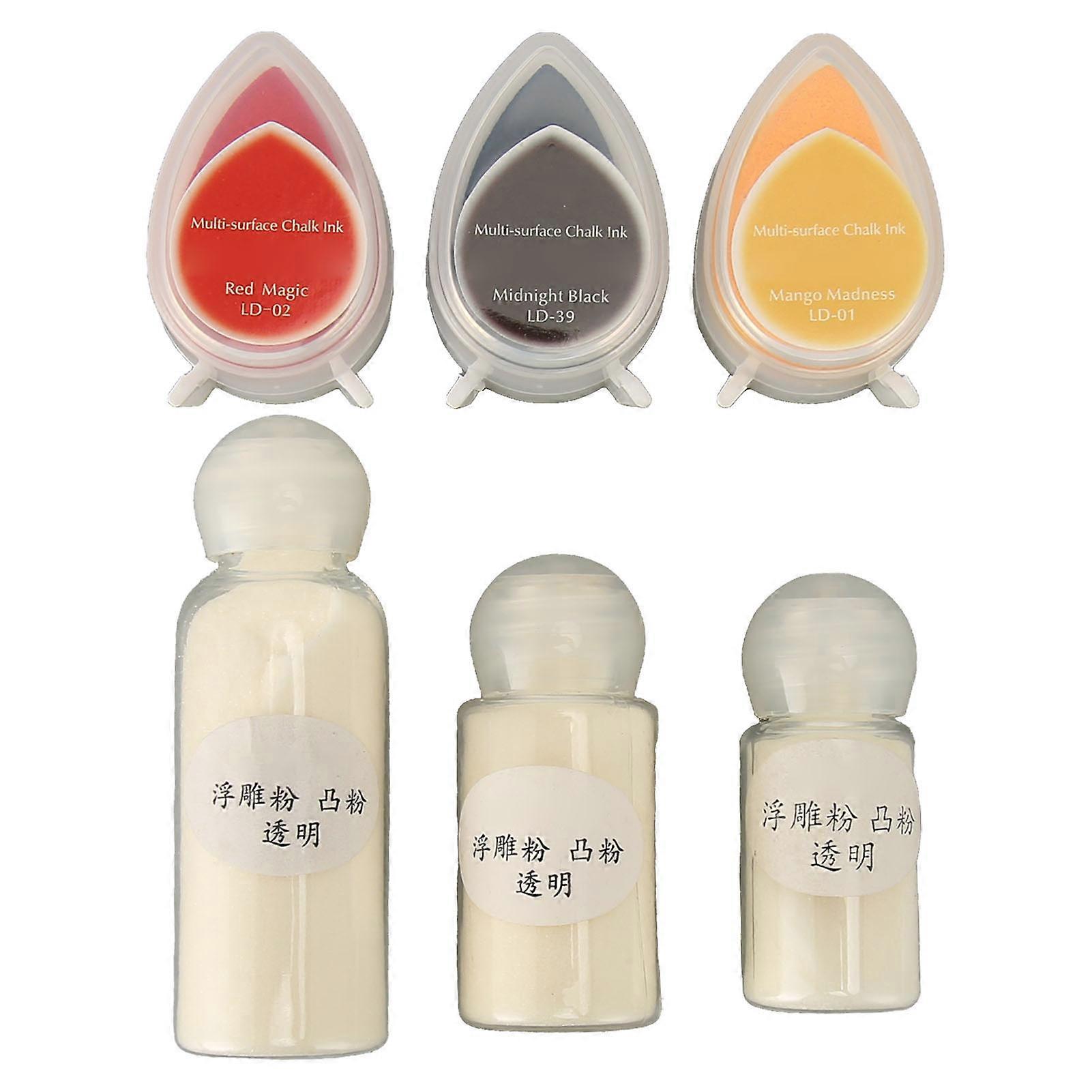 6pcs Ink Pad Embossing Powder Set Fade Resistance Waterdrop Shaped Ink Stamp Pads for DIY Cards Scrapbooking Paper Painting
