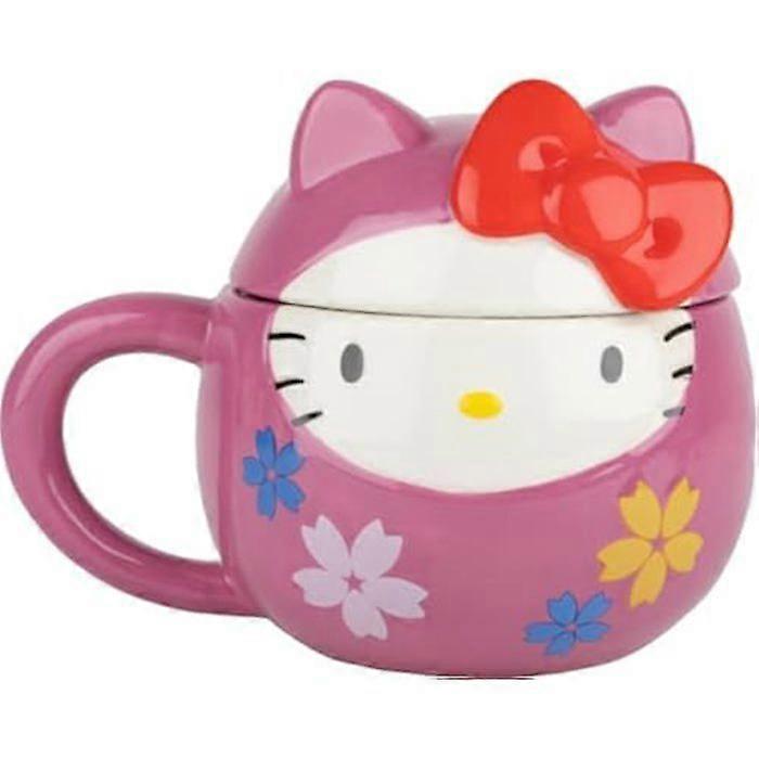 3D Hello Kitty Mugg - KONIX - 320 ml - Keramik - Rosa - Daruma Pattern