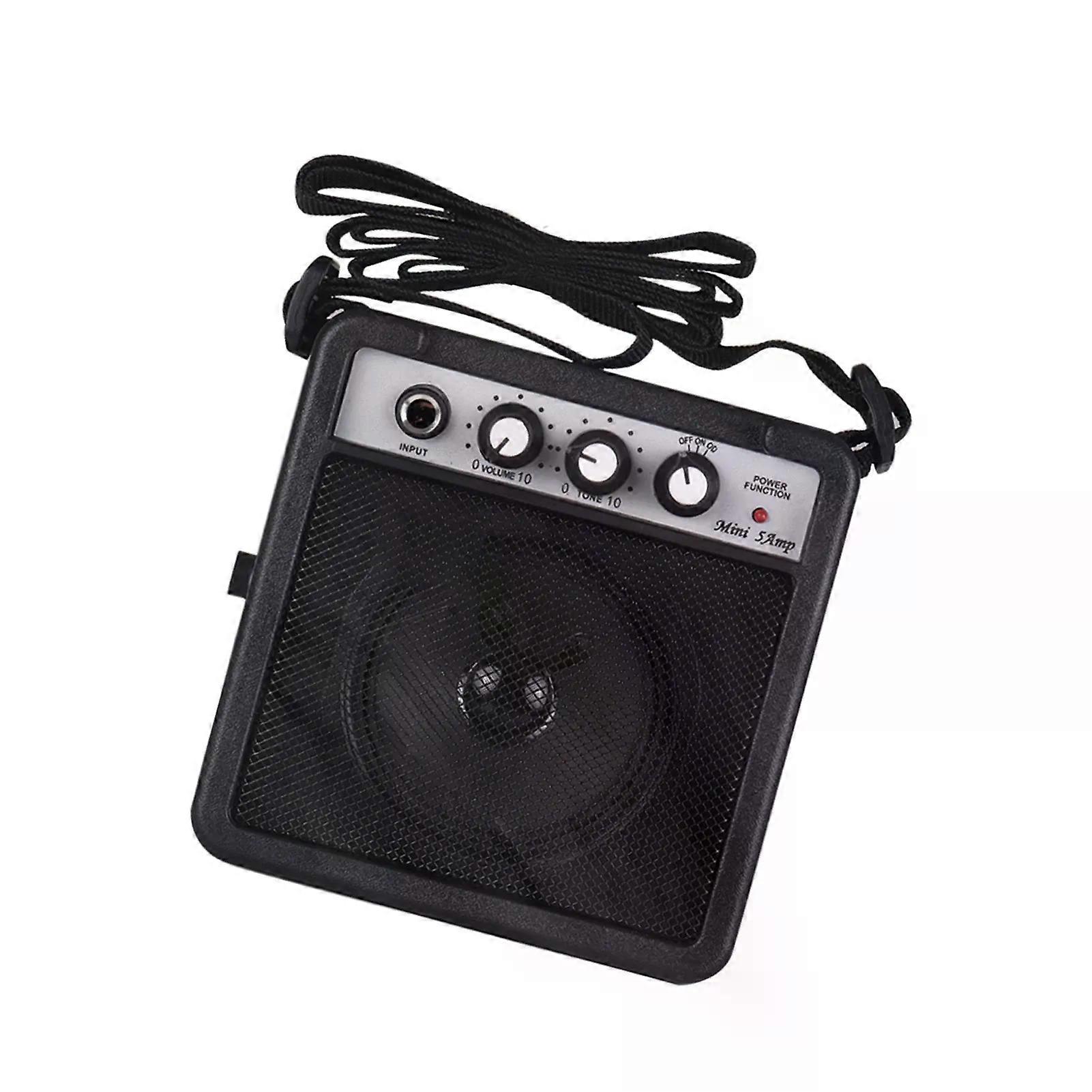 5W Mini Guitar Amplifier Amp Speaker with 35mm & 635mm Inputs 1/4 Inch Output Supports Volume Tone Adjustment Overdrive