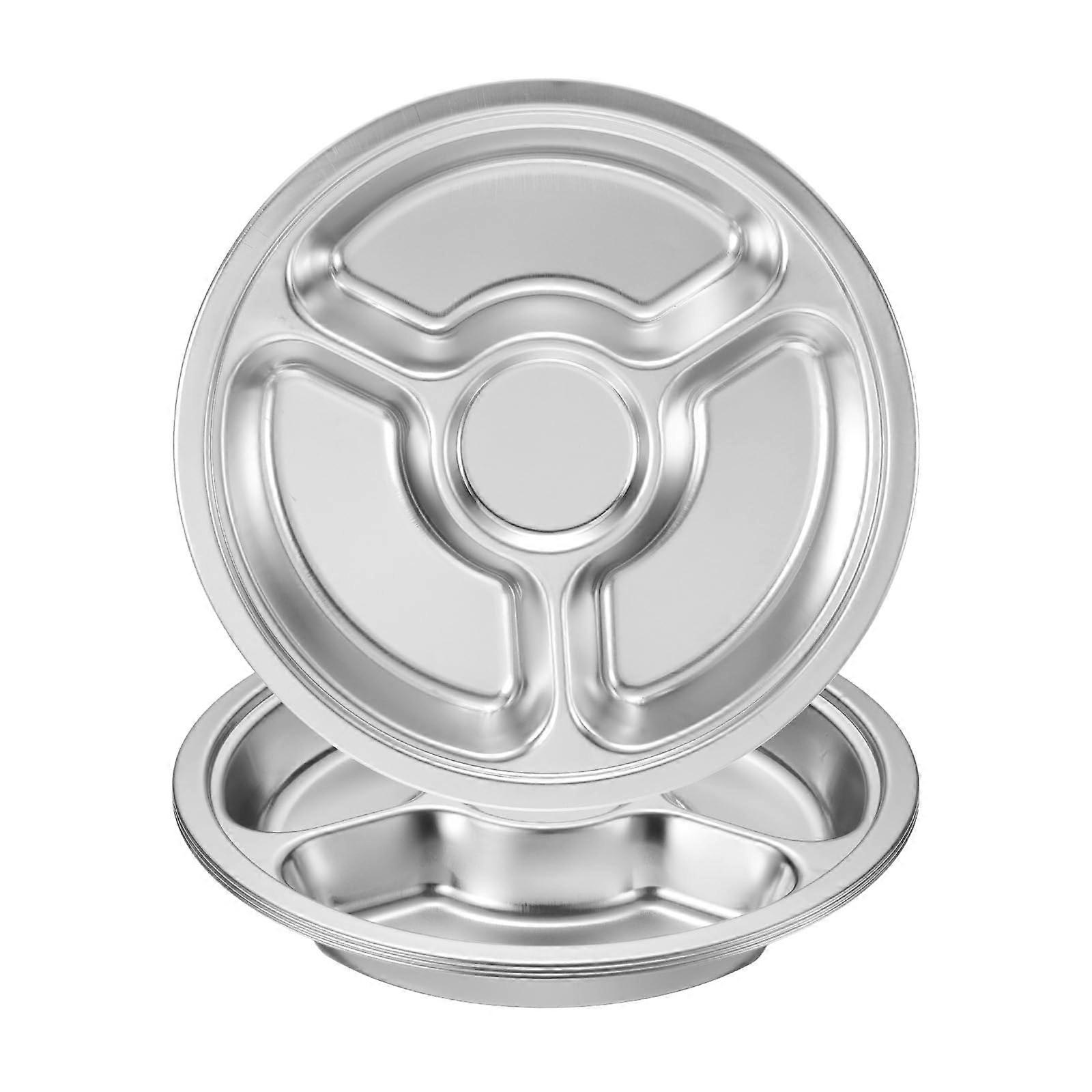 4 Pcs Stainless Steel Divided Dinner for Plate Restaurant Kitchen 9.4' Round