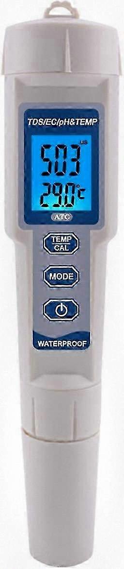 4-in-1 Waterproof Multi-Parameter Tester for Water Quality Analysis (EC/TDS/pH/Temperature) - Pools & Drinking Water