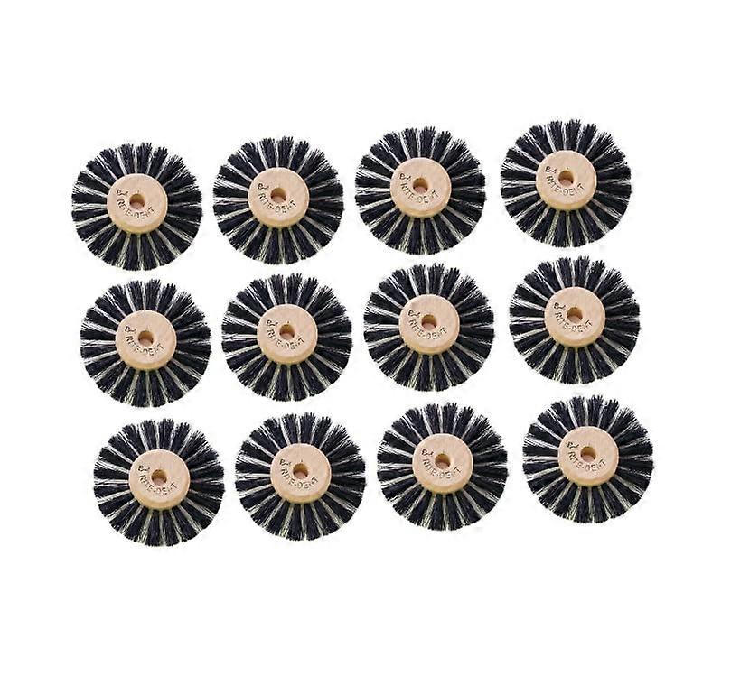 مخرطة فرشاة شعيرات مستديرة مقاس B4 مركز خشب 1 صف من الشعيرات 12 فرشاة لكل عبوة - مختبر الأسنان