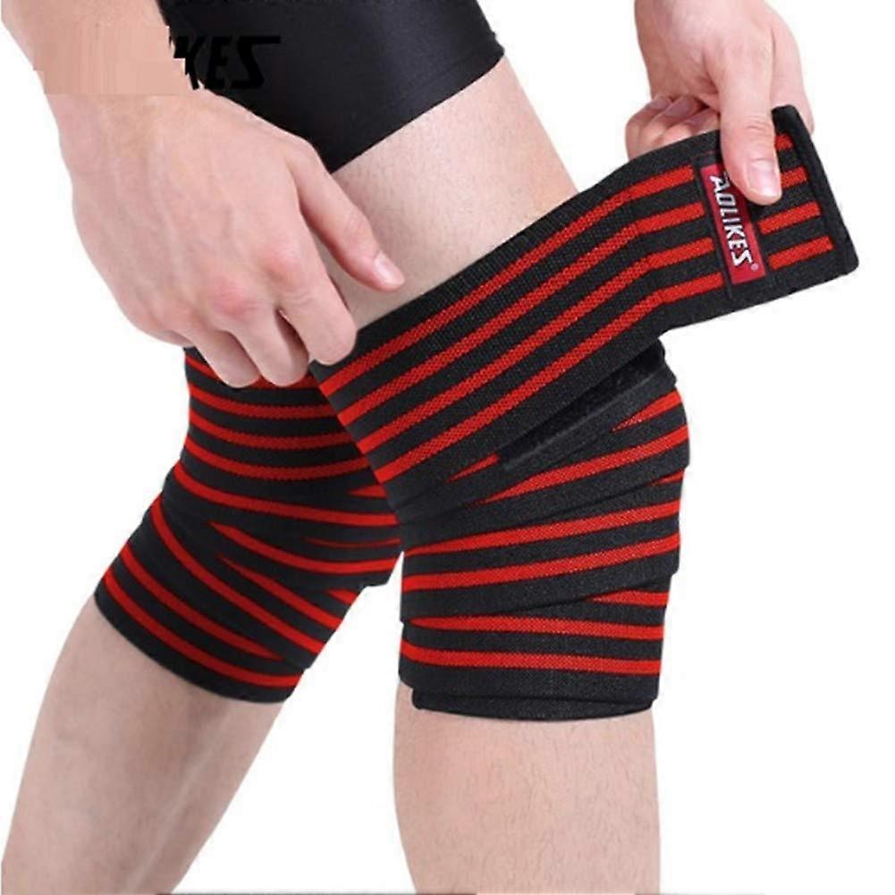 Knee Wraps (Pair) With Strap For Squats, Weightlifting, Powerlifting - Unisex Black/Red