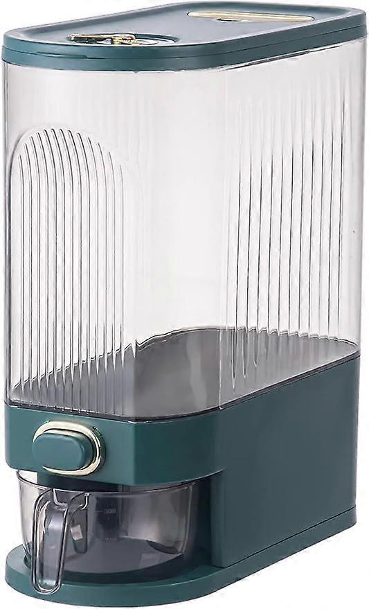 1pc Clear Green Large Sealed Rice Dispenser for Kitchen Organization 11/22Lbs