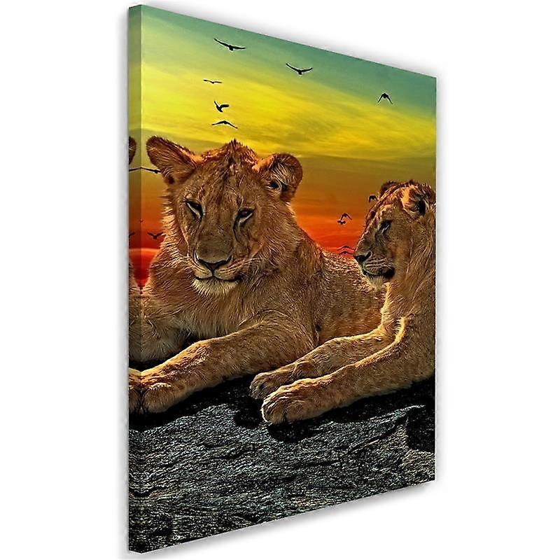 Impression sur toile, Lions dans la savane - 60x90