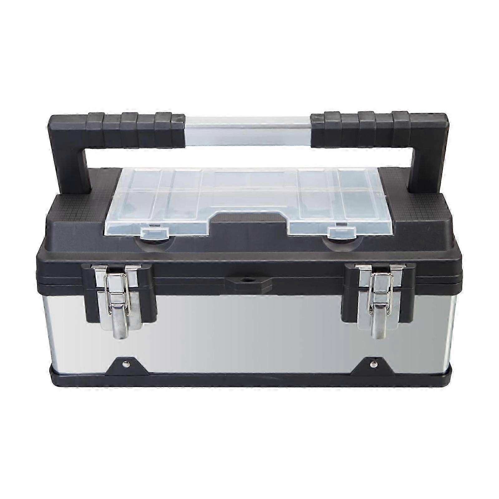 Portable Lockable Tool Box with Removable Tray, Protective Hard Case for Tools, Test Instruments & Wrench Storage Org