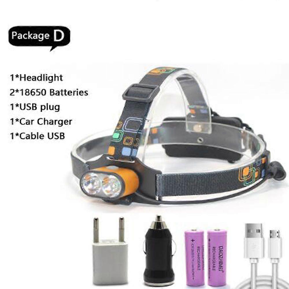 XM L T6 USB Charged 8000 LM Sauna Lamp 2 x T6 LED Unfair Focus 3 Self-Defense Mode Camp Lamp Sauna Light