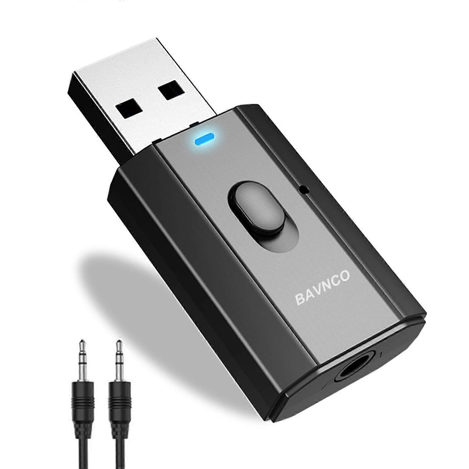 Mini Stereo Transmitter Receiver Wireless 3.5mm Aux Jack Adapter Hands-Free Built-in Mic for Car