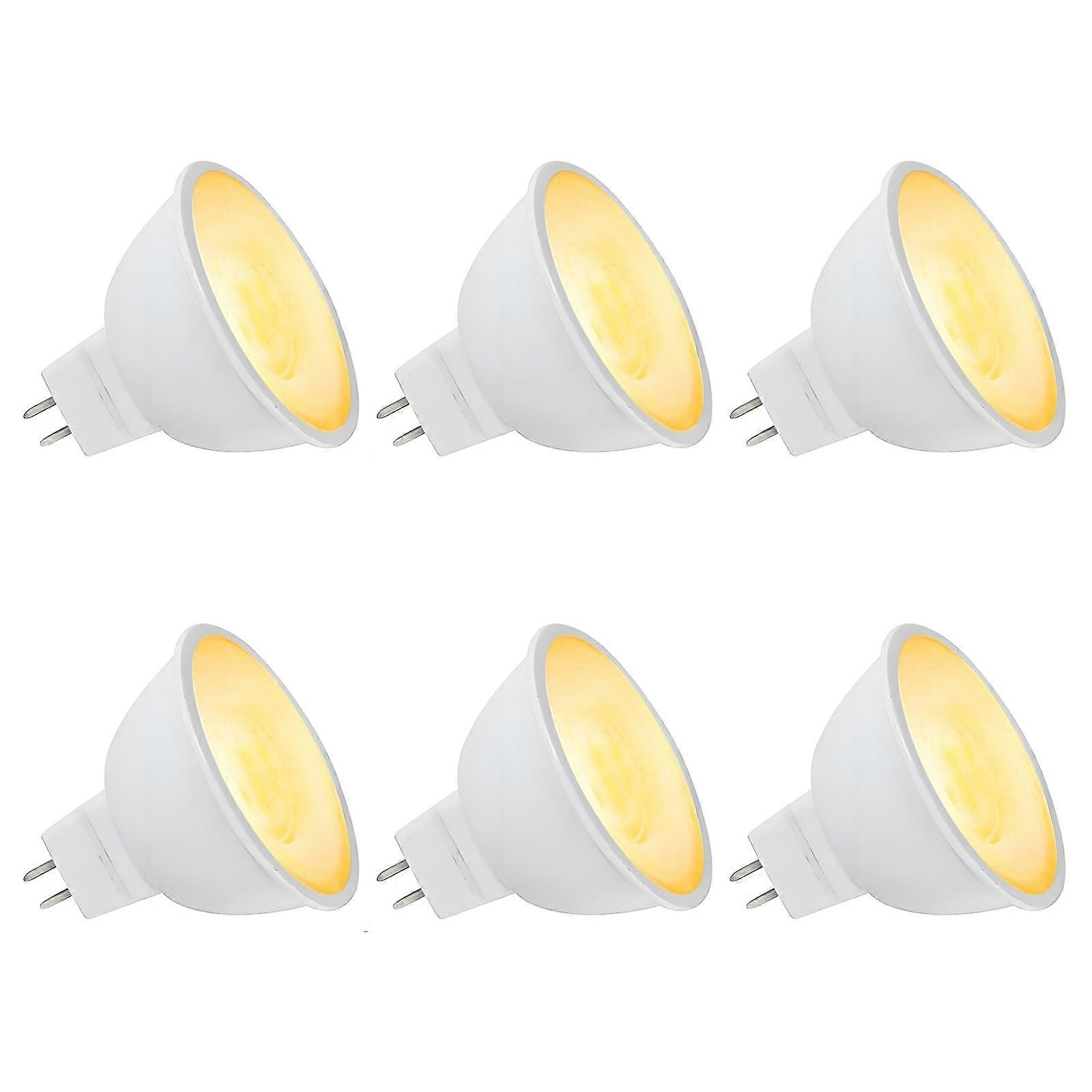 MR16 LED Bulb 3W Gu5.3 Bi-Pin Base 12V Warm White 2700K-3000K Outdoor Landscape Lighting 6-Pack for Garden Yard