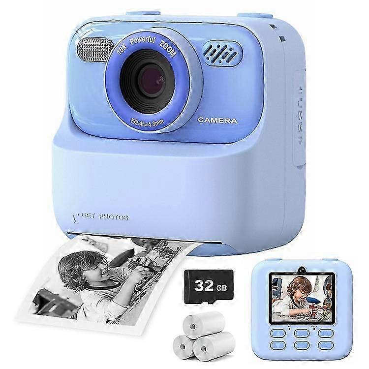 P79 Photo Instant Print Kids Digital Camera Fun Game HD 1080P Dual Lens Camera with 32G Memory Card
