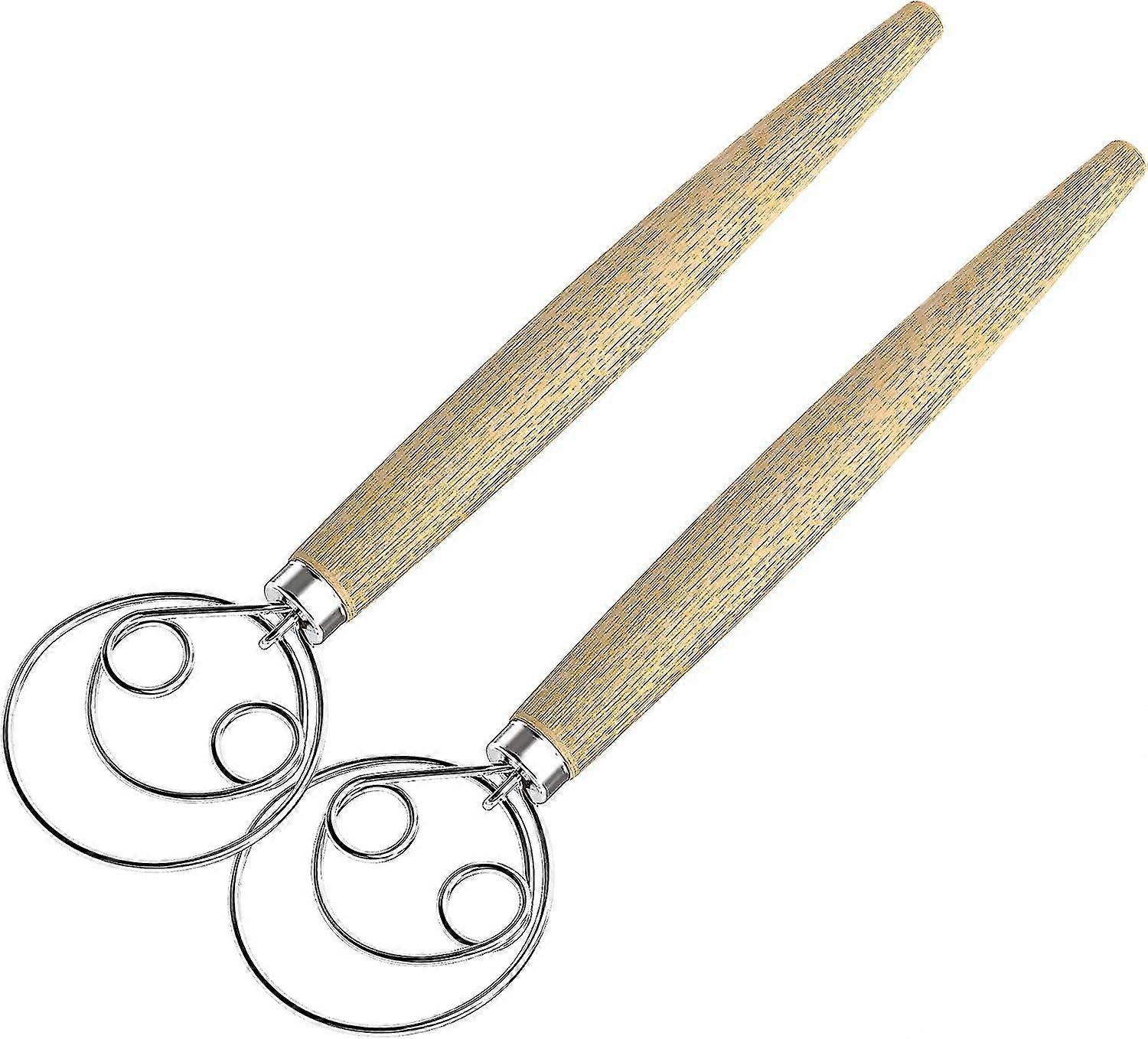 الدنماركية العجين خفقت، 2 حزمة الدنماركية خفقت هوك 13inch الفولاذ المقاوم للصدأ الهولندية نمط الخبز خفقت خلاط اليد الخشبية صنع أدوات للكعكة والخبز والكعكة، بي