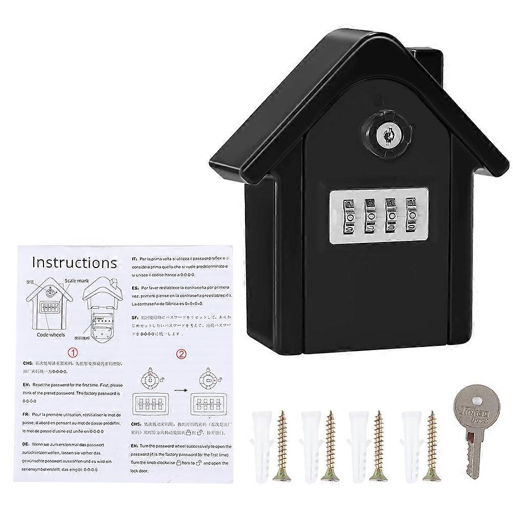 WallHanging Zinc Alloy AntiThief 4Digit Password Key Storage Box Kit for Home Factory Office(Black )