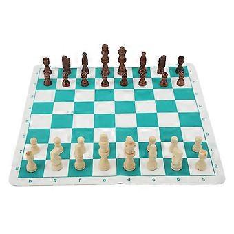 Chess Set Imitation Wood Plastics Glossy Lightweight Chess Pieces with PU Chessboard for Beginners