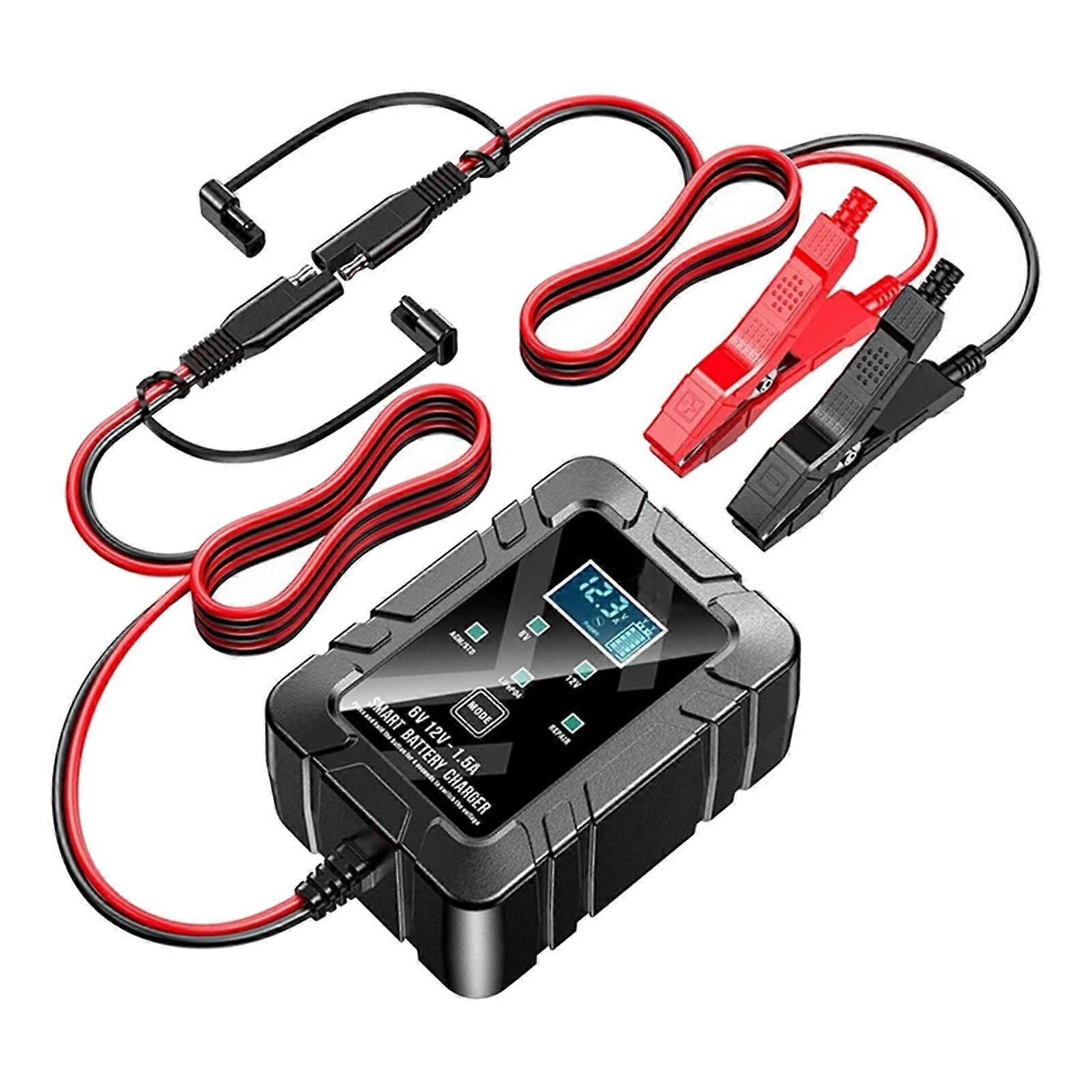 Universal 6V 12V Overload Protection Automatic 1.5A Intelligent Battery Maintainer Suitable for Car RVs Motorcycles ATVs
