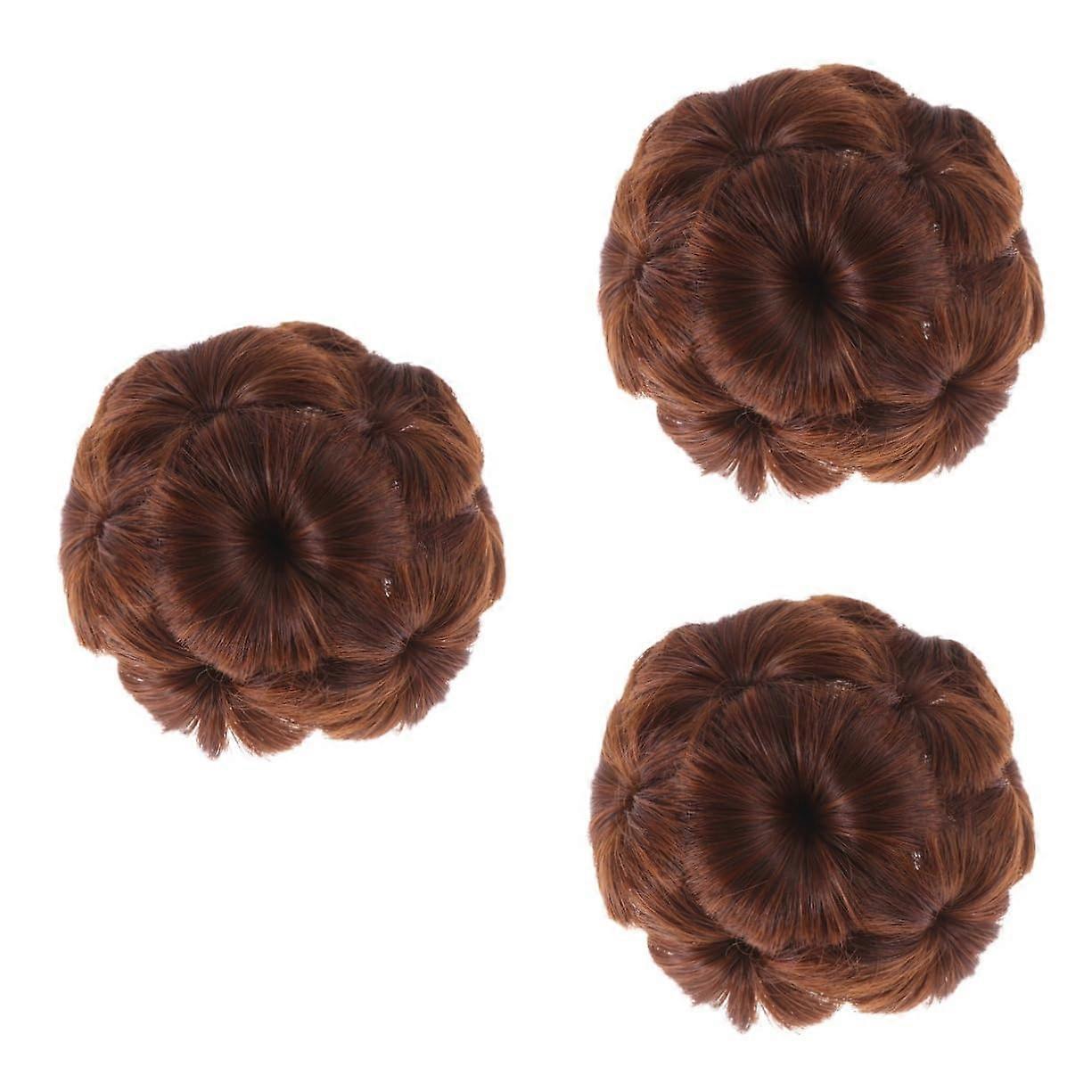 3 قطع المألوف زهرة تصميم الشعر كعكة كليب للنساء الاصطناعية شعر مستعار كعكة الشعر مثبت الشعر مسبق كليب