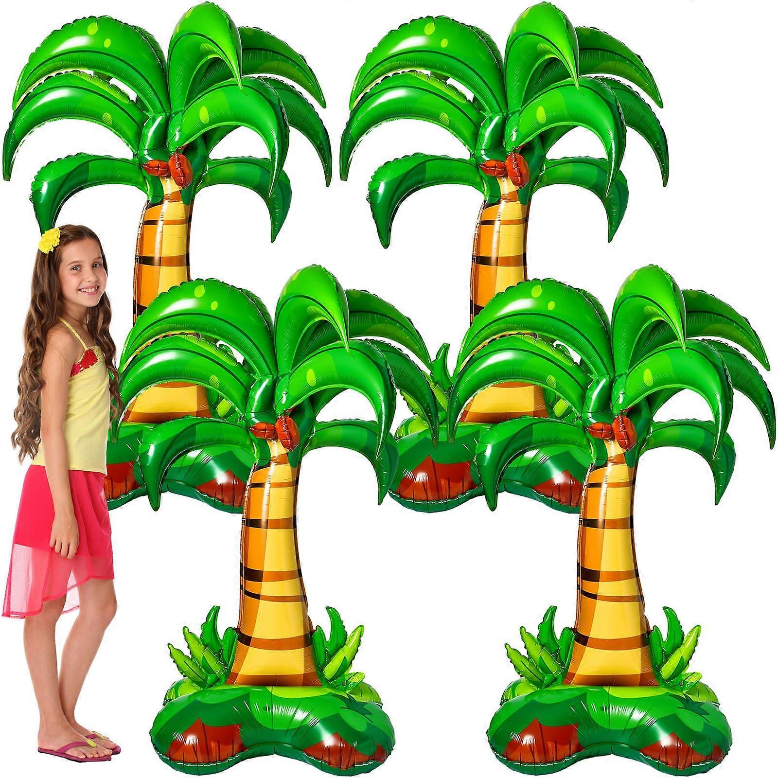 4 Pcs 52 Inch 3D Big Palm Tree Balloons for Hawaiian Luau Party Decor