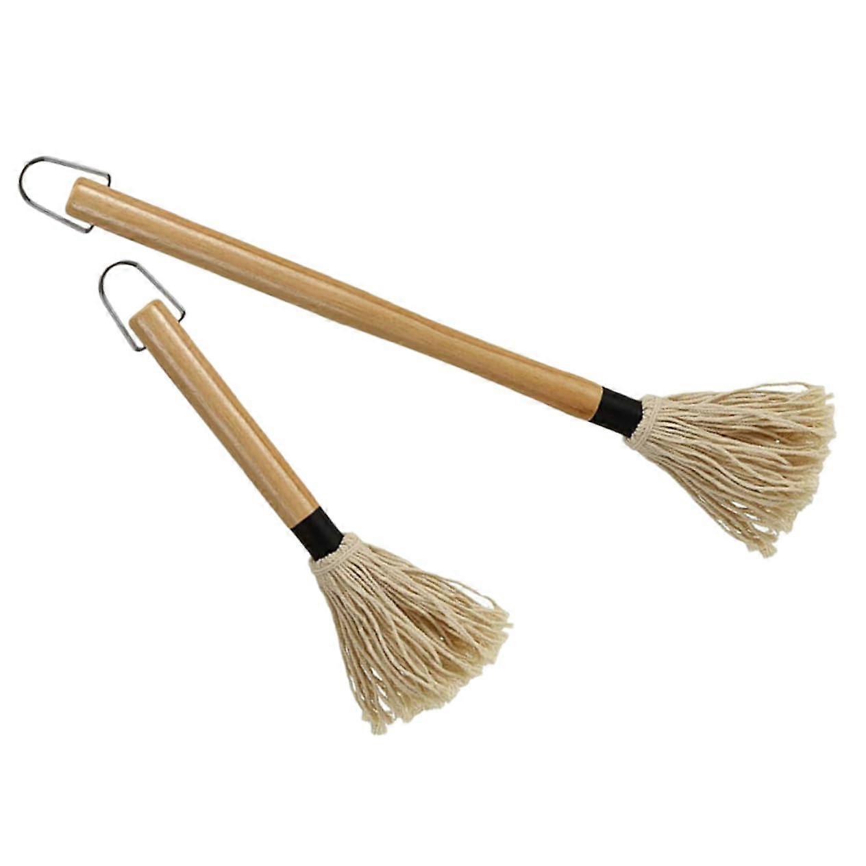 BBQ Basting Mop Kit with Wooden Handle for Charcoal Grill - Easy Sauce Application - Durable Grill Brush