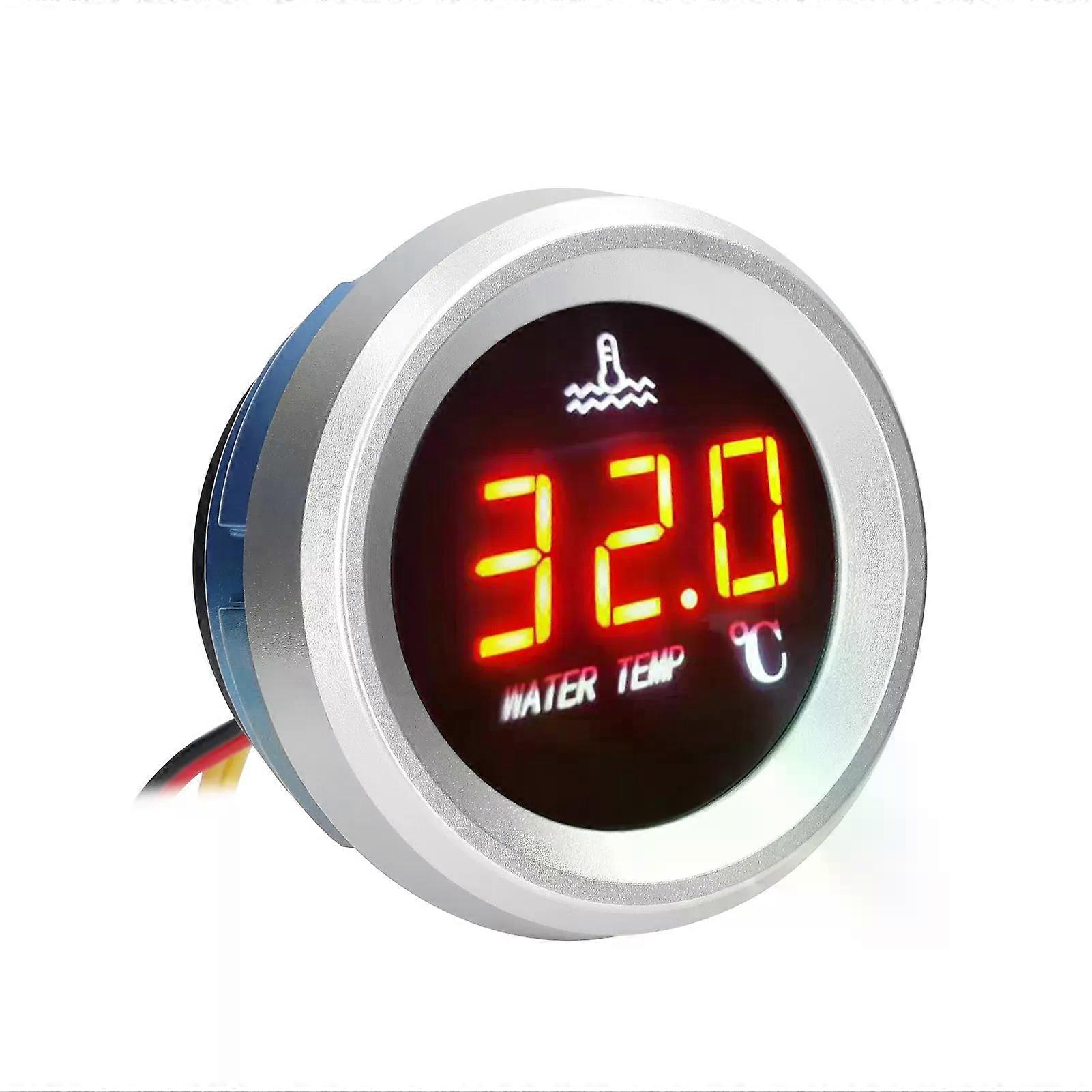 52mm Water Temperature Gauge Car Digital Meter LED Display 9-36V with Temperature Sensor Alarm Function