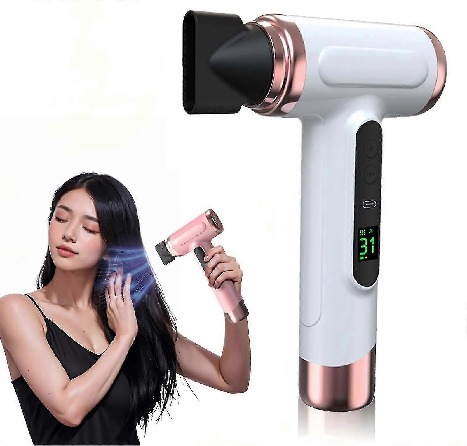 Secador de Cabelo de Viagem com Bateria Pro 2025 - 3 Velocidades 3 Temperaturas Secador de Cabelo Sem Fio Com Bateria 15000 MAh Secador de Cabelo Portátil Com Tela Digital Para Wo