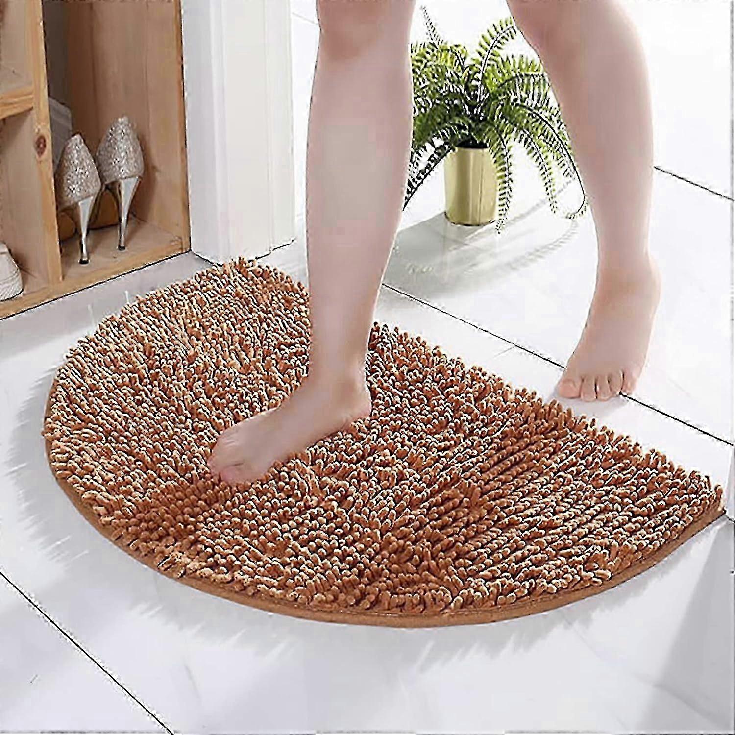 Absorbent Quick Drying Half Round Rug Pad for Bathroom, 20 x 13, Non-Slip and Fluffy Carpet Pad in Orange Color, Suitable for Various Bathro