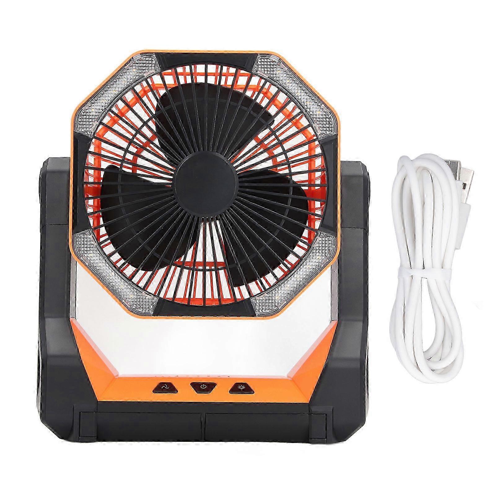 Camping Portable Outdoor Battery Operated Rechargeable Tent Fan with Light and Hook for Picnic Barbecue Fishing Travel 2025