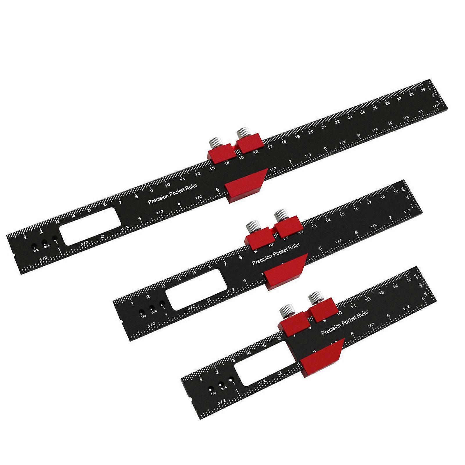 3Pcs T Track Slide Rule Aluminum Alloy High Accuracy Slide Top Marking Ruler T Type Scribing and Square Ruler 160mm 200mm 300mm 