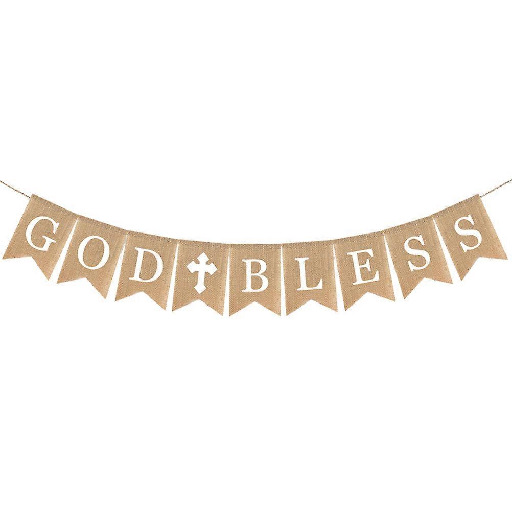 Stylish Bless Banner for Religious Events, Featuring Sturdy Burlap Material