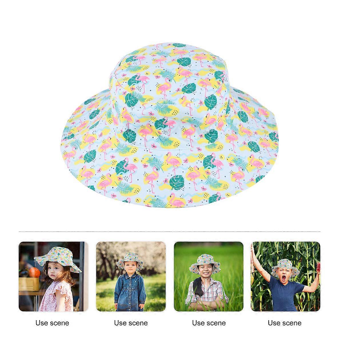 Children's Wide Brim Sun Hat Bucket Hat For Kids Daily Wearing Polyester Cotton Round Brim 1Set