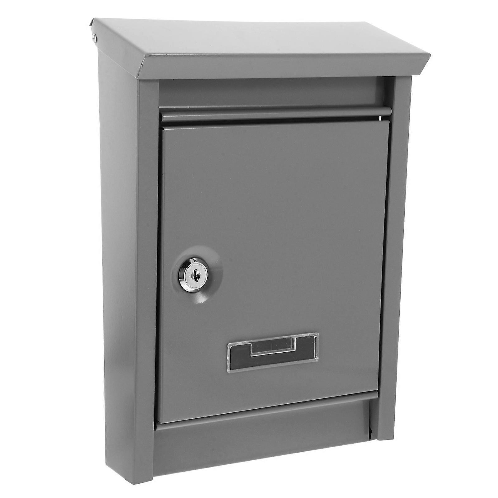 Wall Mounted Security Mailbox with Lock, Durable Weather Resistant Letter Box for Outdoor Use, Elegant Grey Finish, Easy Installation
