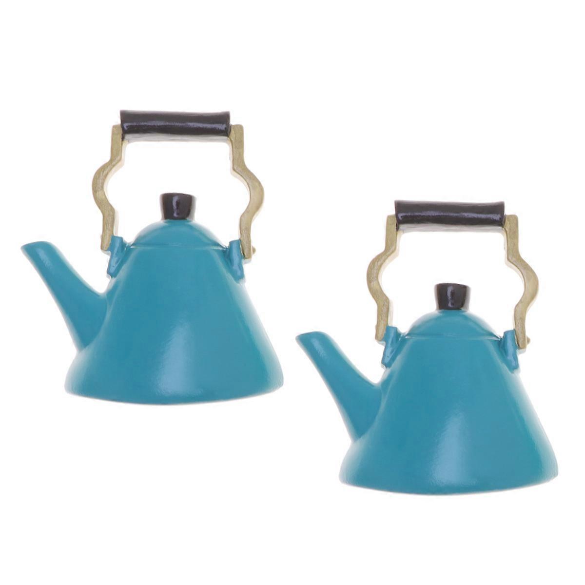 Refrigerator Magnetic Sticker Resin Kettle Shape Blue For Home Decor 2Pcs