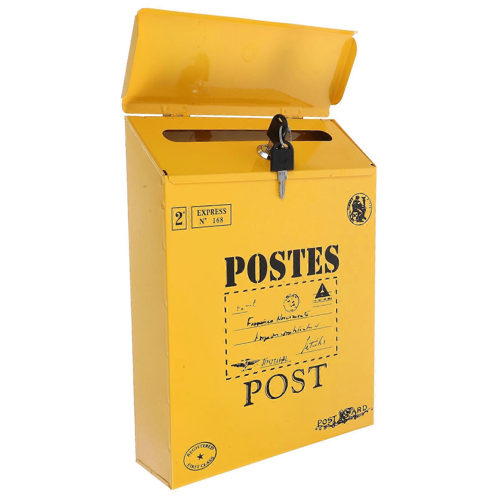 Mail Boxes For House Outside Lockable Weatherproof Iron Secure Storage For Homeowners Orange 29.50X21.70X6.50CM 1Pcs